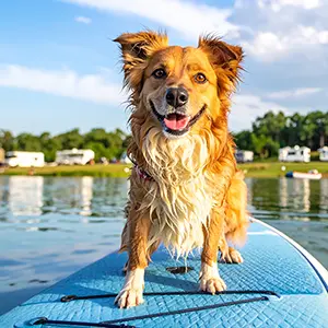 Dog on paddleboard