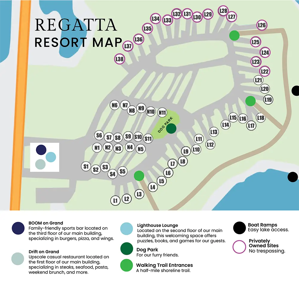 Detailed map of The Regatta on Grand RV Resort