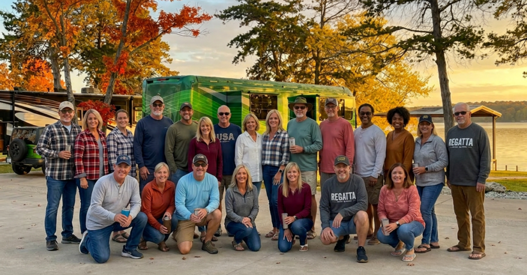 RV rally at The Regatta on Grand Lakefront RV Resort