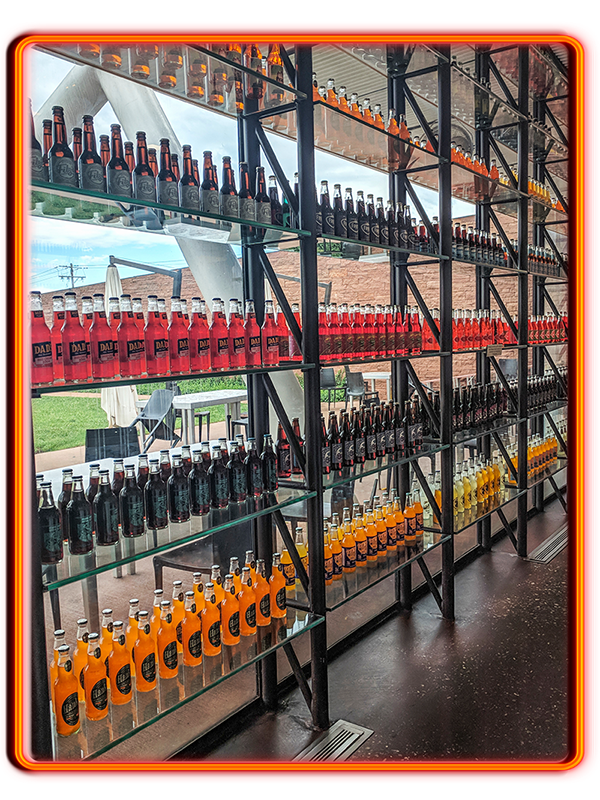 Wall of Sodas at Pops 66 Soda Ranch on Route 66 in Arcadia, Oklahoma.